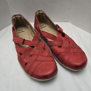 Earth Origins Rapid Teddy Leather Walking Loafer Cushioned Red Size 9M Cherry